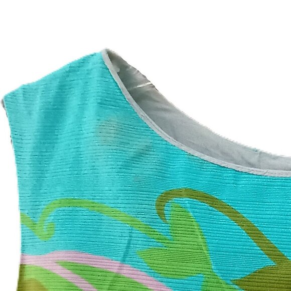 GUC: Vintage 60s Alex Colman Blue Mod Floral Shift Dress Size see desc - Picture 9 of 9